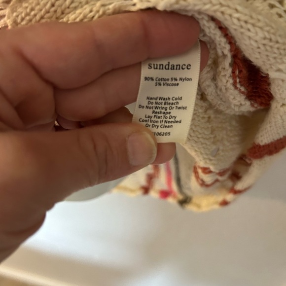 Sundance Cream and Orange open Knit Sweater - Picture 2 of 2